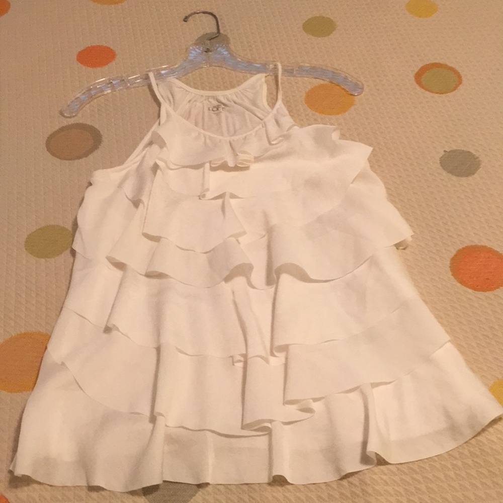 Loft strappy ruffled top. Dress up for Holidays or wear with jeans. Size Small.